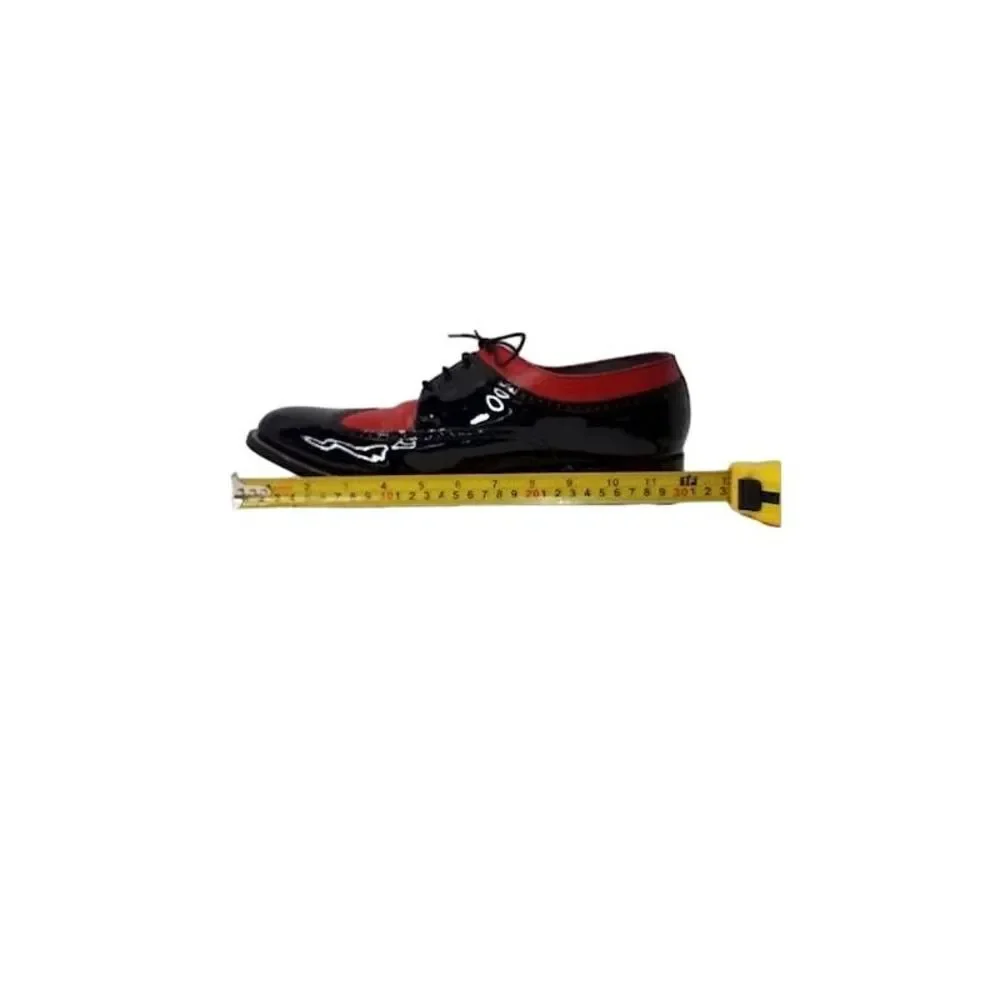 Stacy Baldwin Mens Black Red Patent Leather Wingtip Oxford Shoes 3013 11 EE - Picture 4 of 5